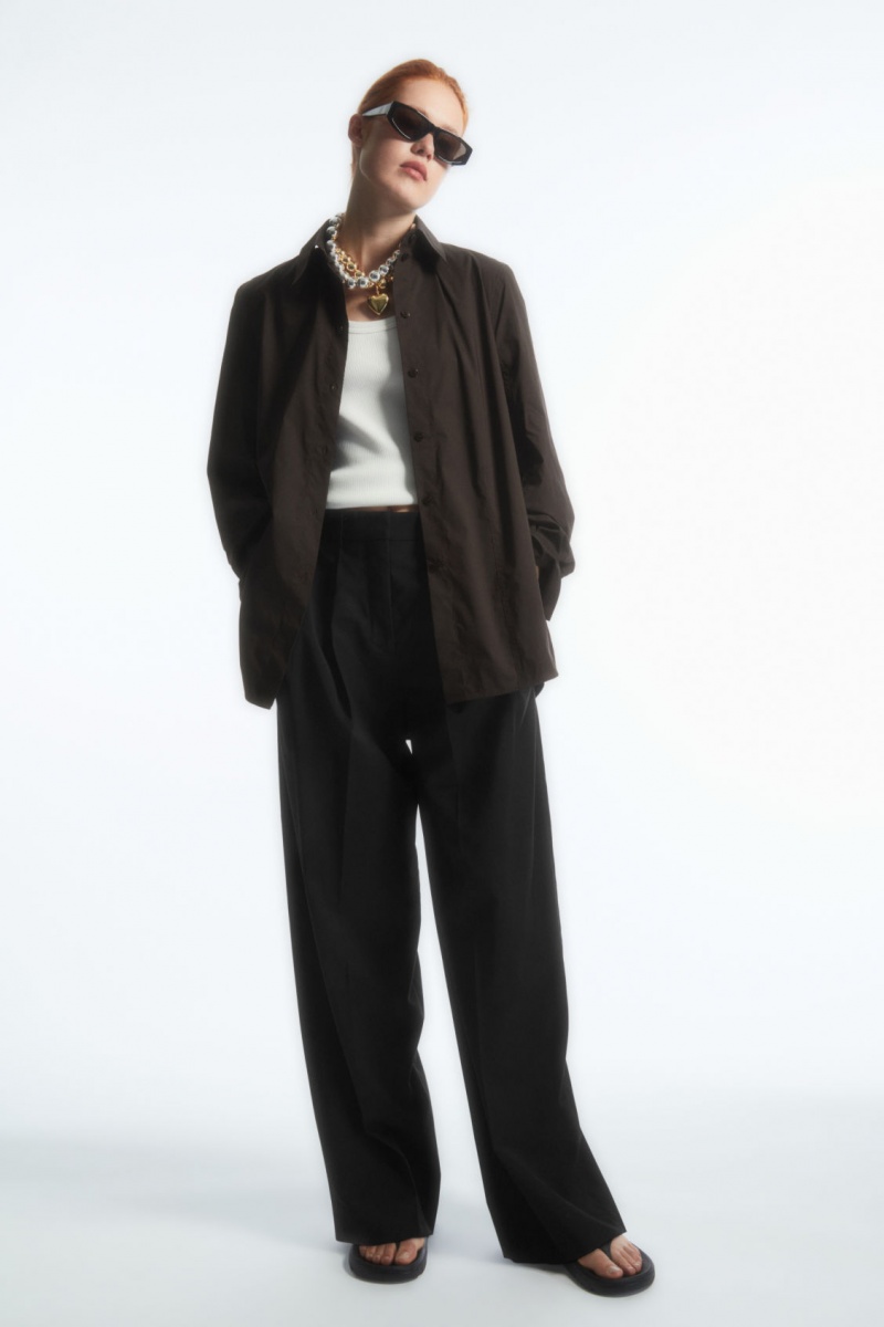 Dámské Košile COS Oversized Bavlněné-Blend Tmavě Hnědé | XMHY-28405