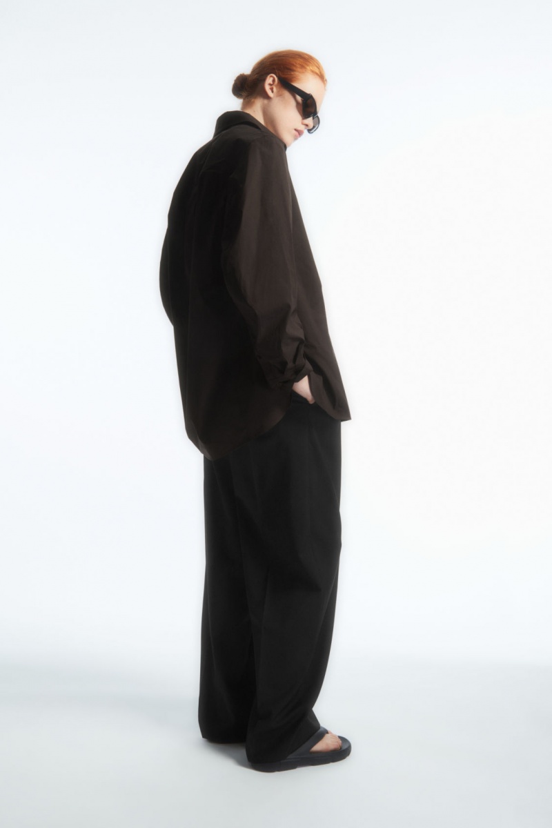 Dámské Košile COS Oversized Bavlněné-Blend Tmavě Hnědé | XMHY-28405