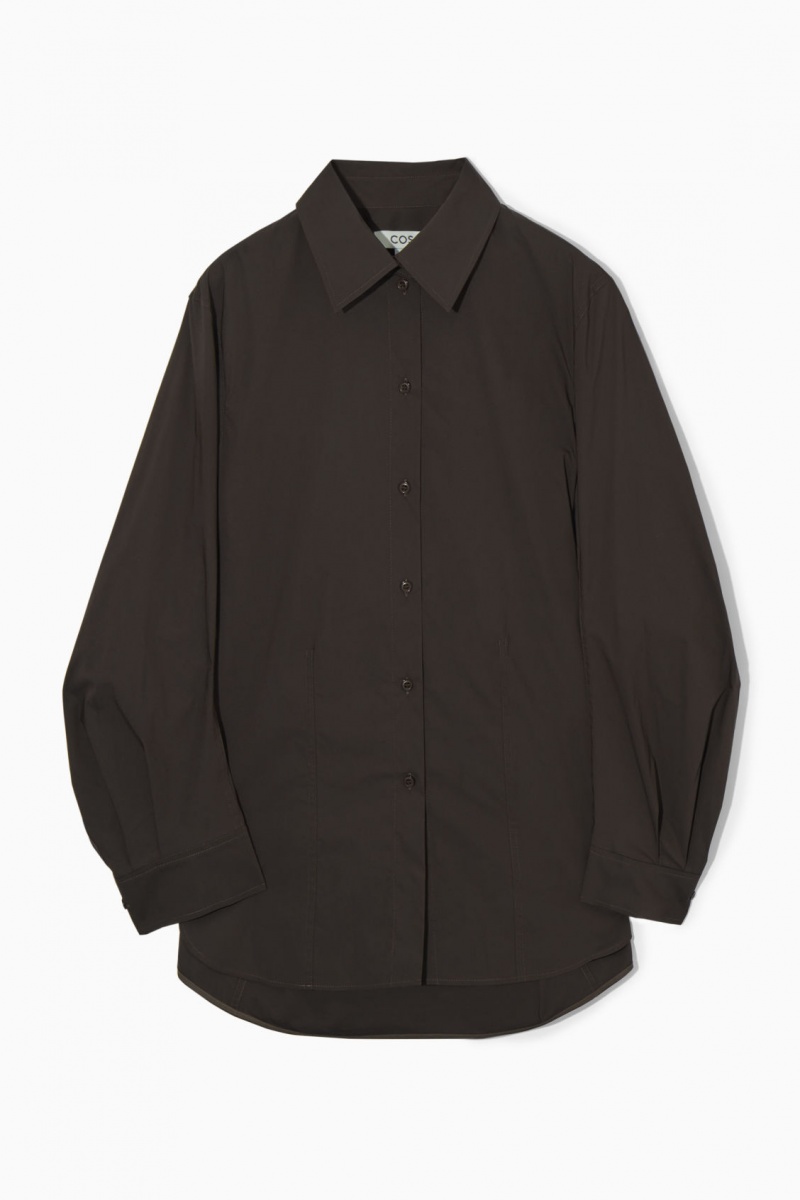 Dámské Košile COS Oversized Bavlněné-Blend Tmavě Hnědé | XMHY-28405