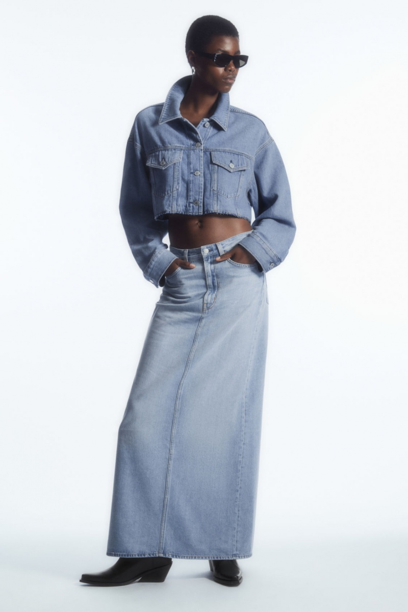 Dámské Košile COS Oversized Cropped Denim Overshirt Světle Blankyt | QDWI-31726