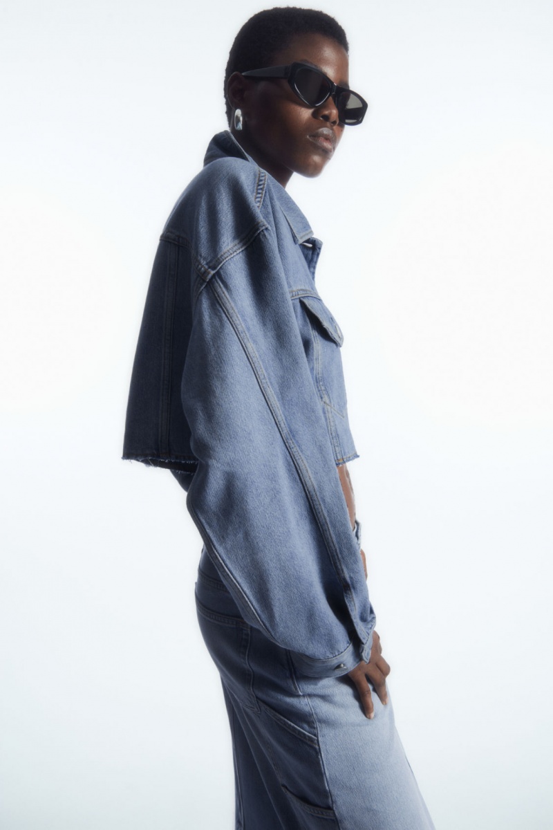 Dámské Košile COS Oversized Cropped Denim Overshirt Světle Blankyt | QDWI-31726