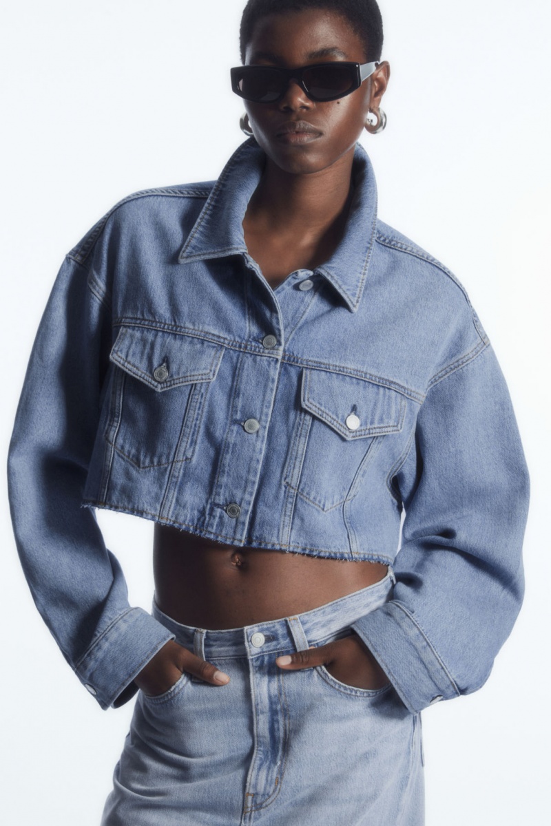 Dámské Košile COS Oversized Cropped Denim Overshirt Světle Blankyt | QDWI-31726