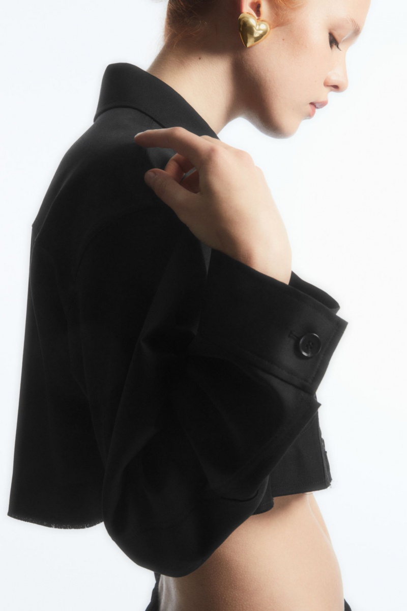Dámské Košile COS Oversized Cropped Vlna Overshirt Černé | WIQH-56312