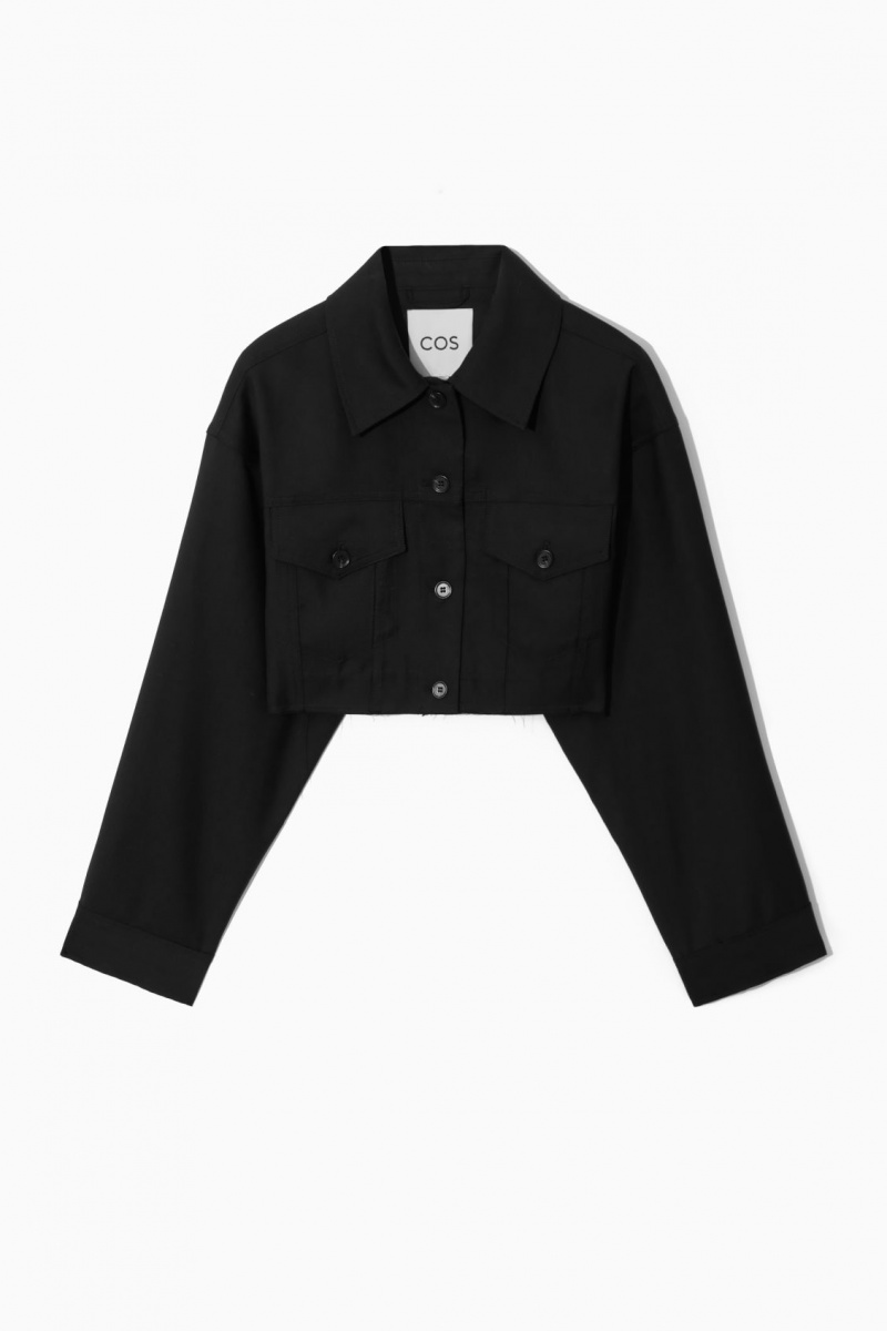 Dámské Košile COS Oversized Cropped Vlna Overshirt Černé | WIQH-56312