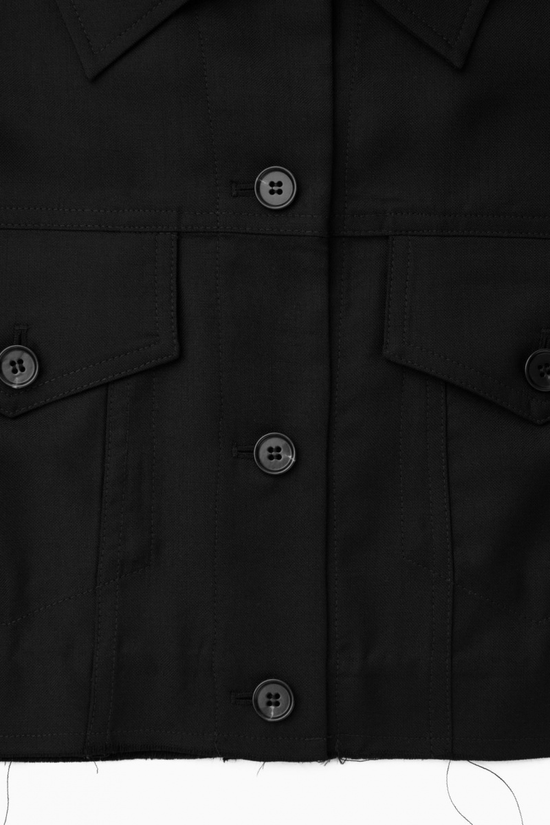 Dámské Košile COS Oversized Cropped Vlna Overshirt Černé | WIQH-56312