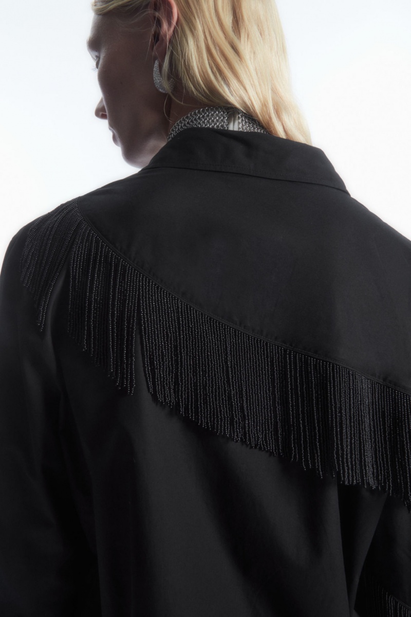 Dámské Košile COS Oversized Embellished Fringed Černé | XAKY-39108