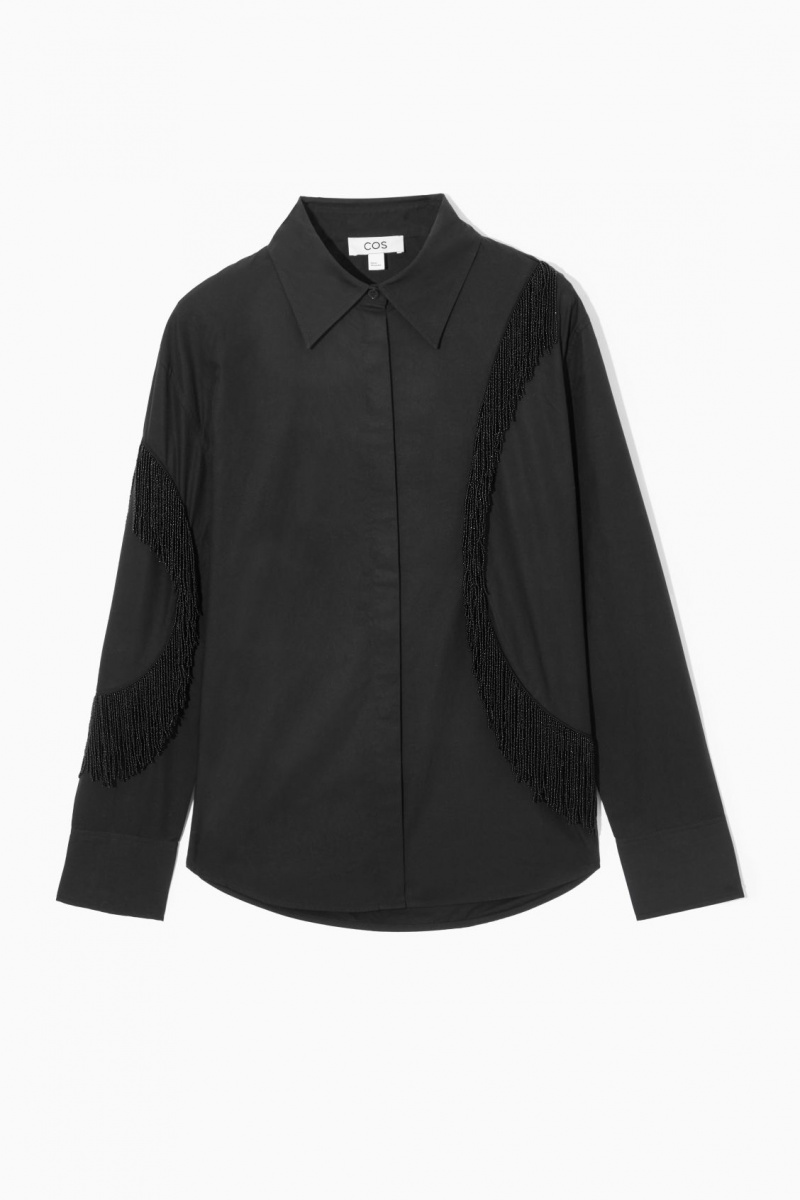 Dámské Košile COS Oversized Embellished Fringed Černé | XAKY-39108