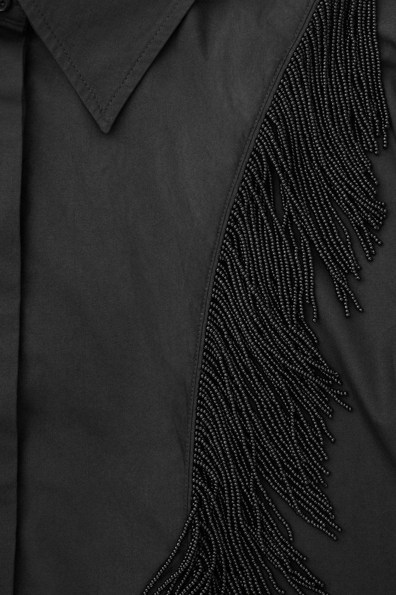 Dámské Košile COS Oversized Embellished Fringed Černé | XAKY-39108