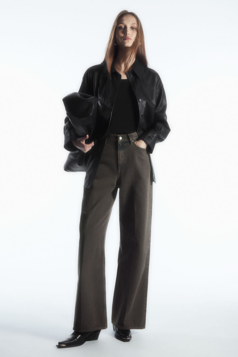 Dámské Košile COS Oversized Læder Černé | HRJV-52671