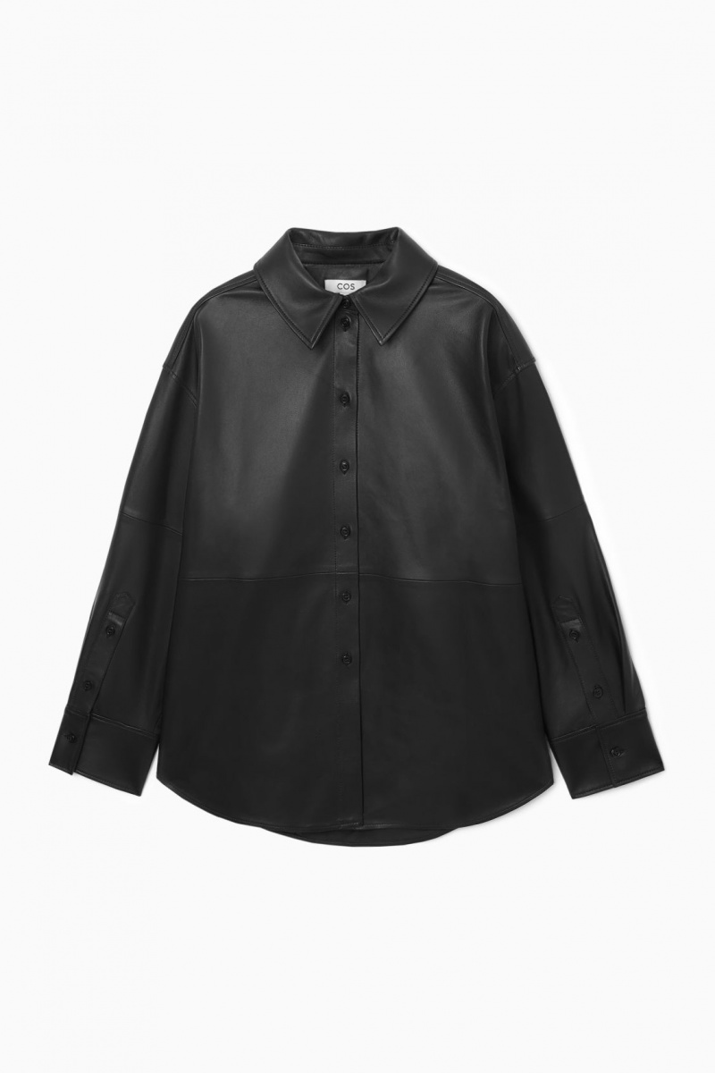 Dámské Košile COS Oversized Læder Černé | HRJV-52671