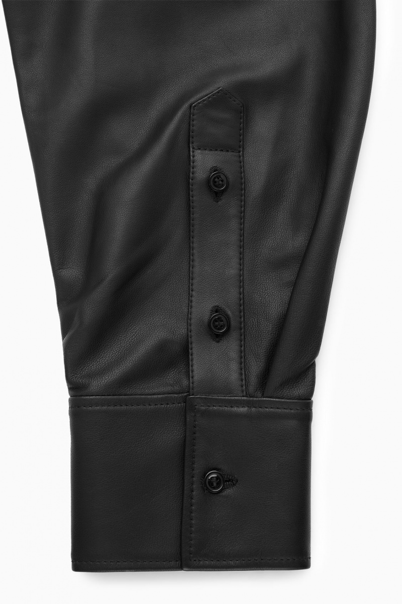 Dámské Košile COS Oversized Læder Černé | HRJV-52671