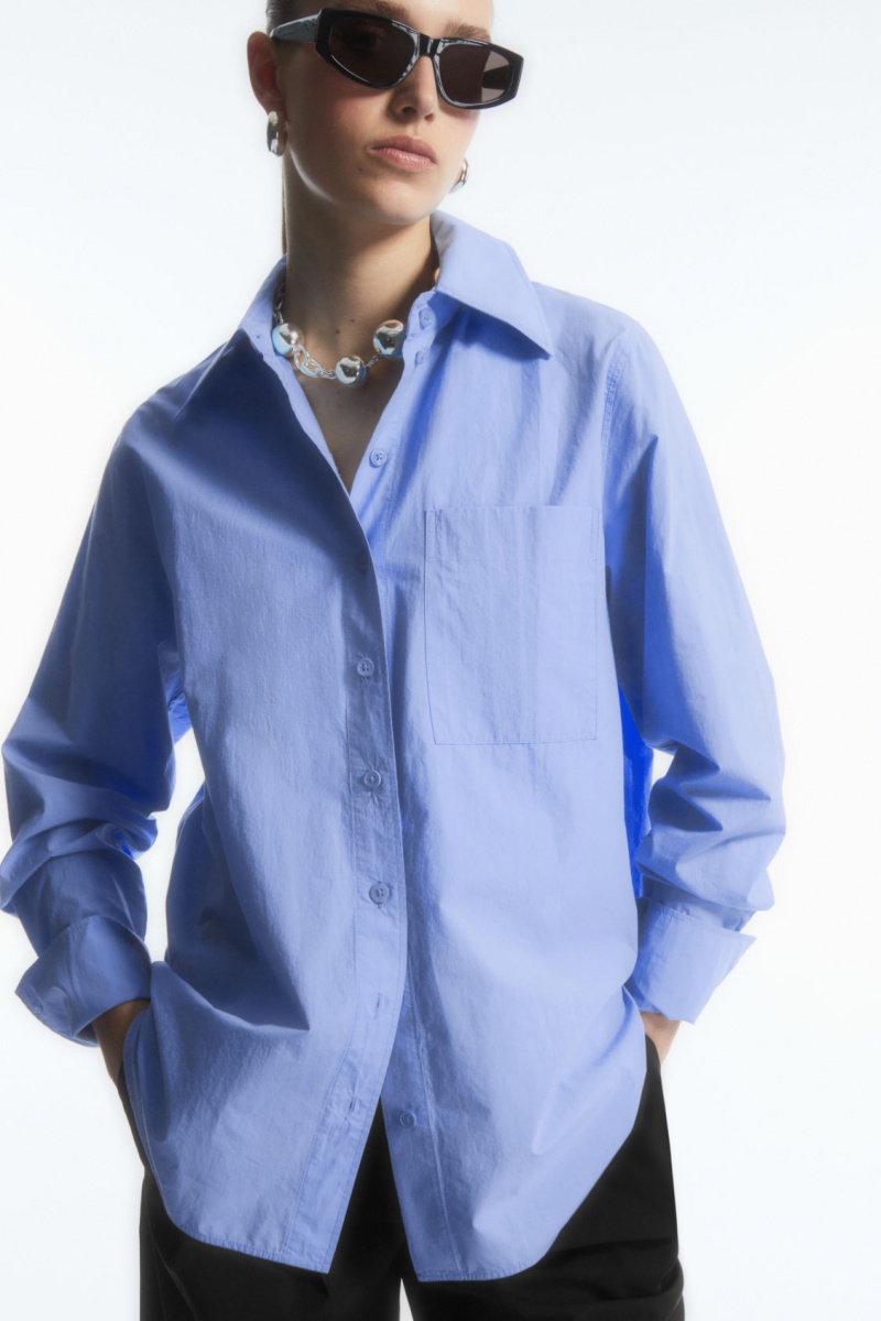 Dámské Košile COS Oversized Long-Sleeve Světle Blankyt | KYXC-69532