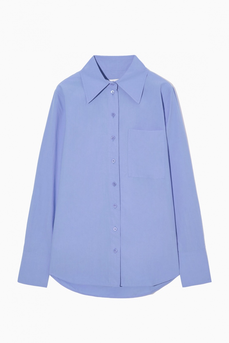 Dámské Košile COS Oversized Long-Sleeve Světle Blankyt | KYXC-69532