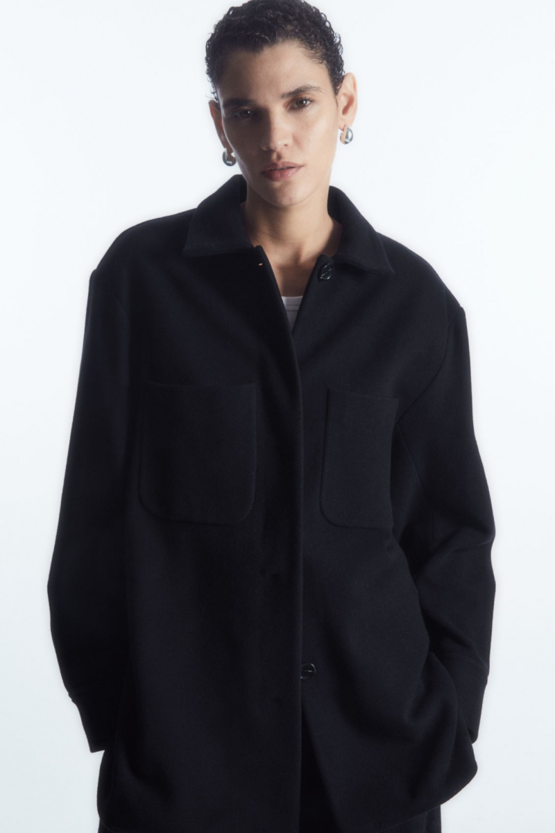 Dámské Košile COS Patch-Pocket Vlna Overshirt Tmavě Blankyt | XRLH-05874