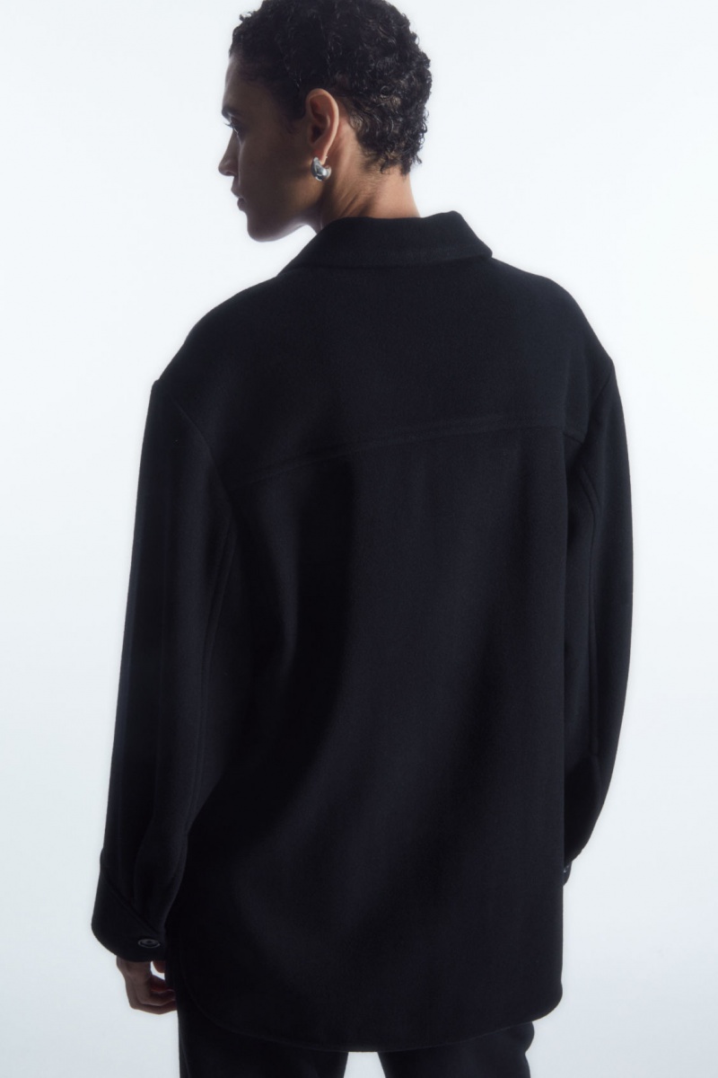 Dámské Košile COS Patch-Pocket Vlna Overshirt Tmavě Blankyt | XRLH-05874