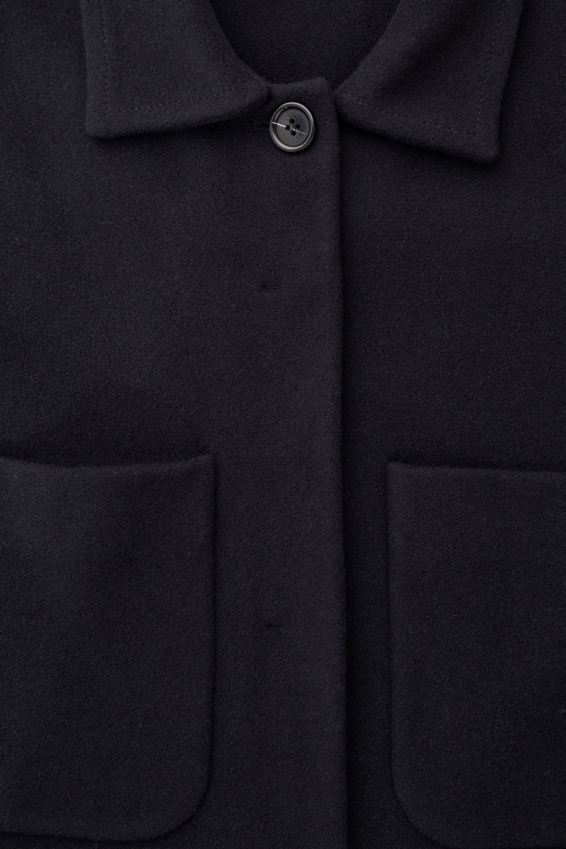 Dámské Košile COS Patch-Pocket Vlna Overshirt Tmavě Blankyt | XRLH-05874