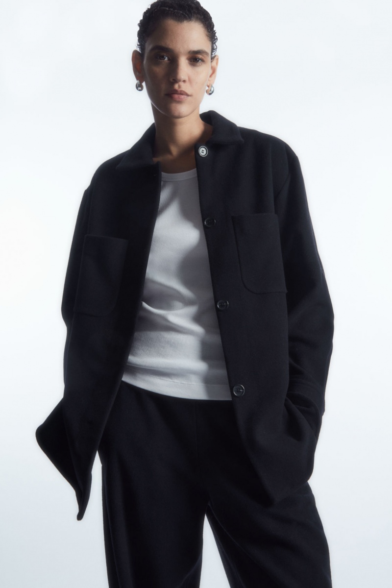 Dámské Košile COS Patch-Pocket Vlna Overshirt Tmavě Blankyt | XRLH-05874