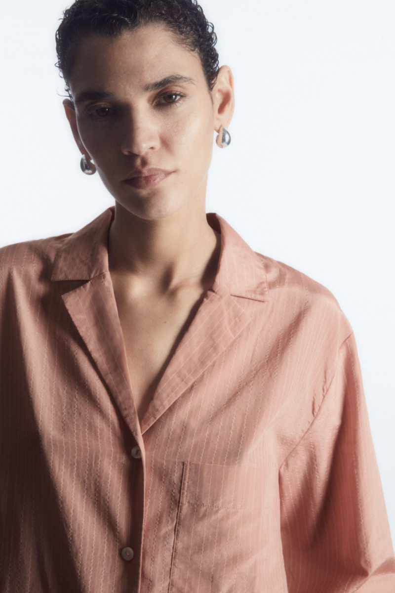 Dámské Košile COS Pruhovaný Silk-Blend Pajama Růžové | YCQN-64978