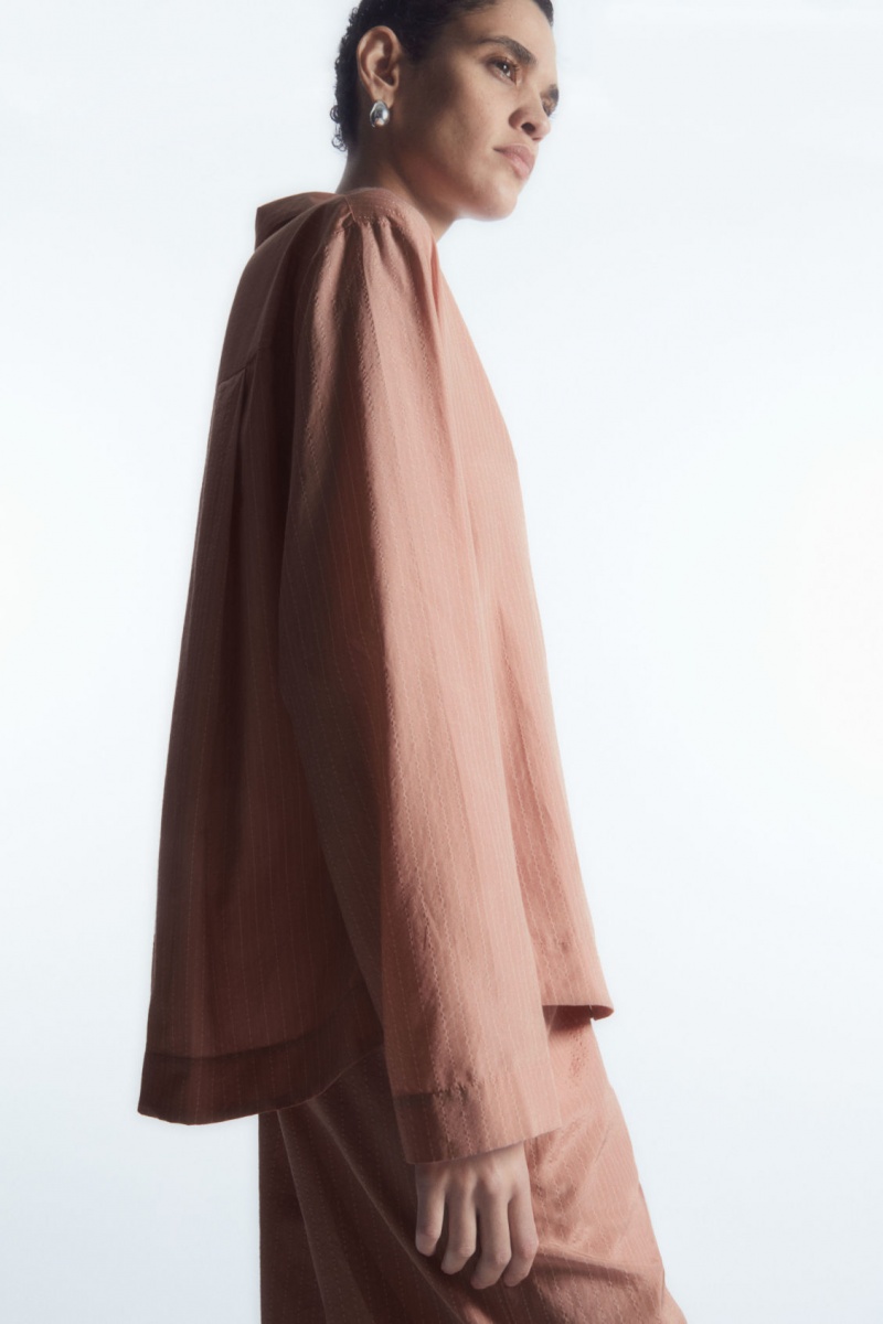 Dámské Košile COS Pruhovaný Silk-Blend Pajama Růžové | YCQN-64978