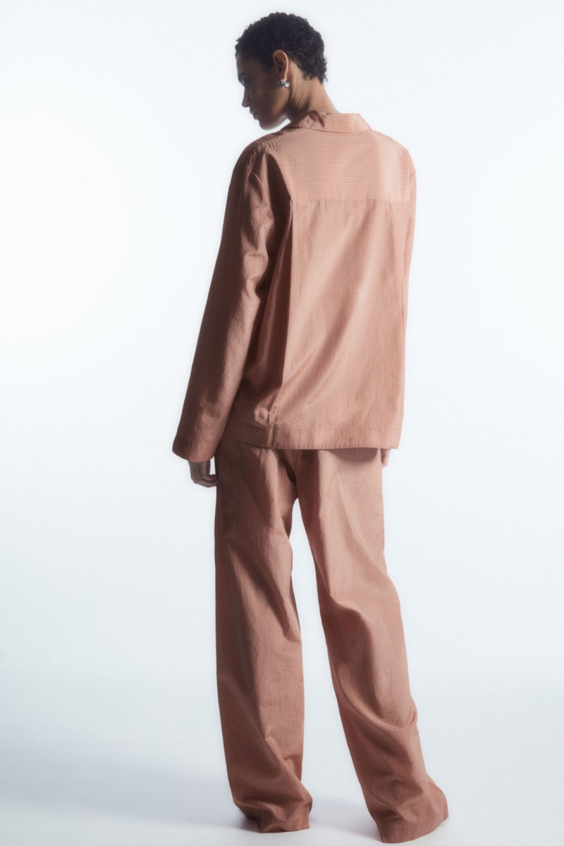 Dámské Košile COS Pruhovaný Silk-Blend Pajama Růžové | YCQN-64978