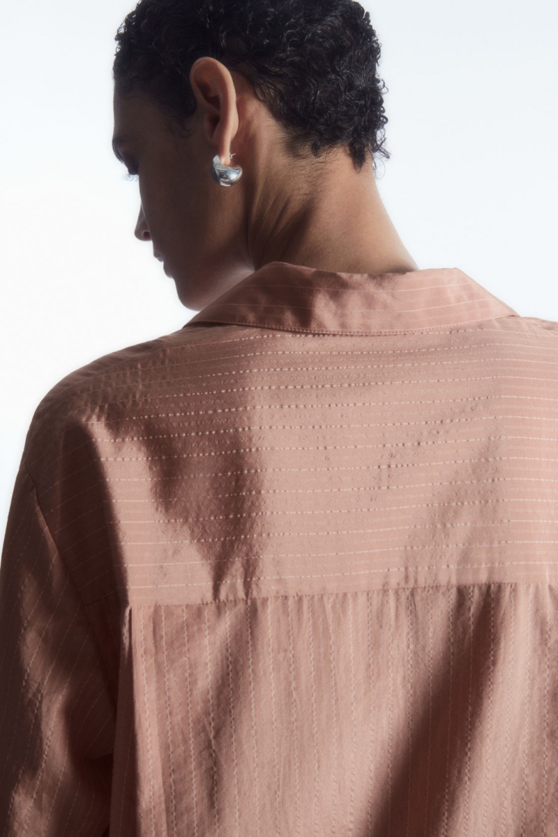 Dámské Košile COS Pruhovaný Silk-Blend Pajama Růžové | YCQN-64978