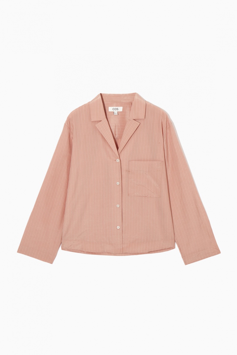 Dámské Košile COS Pruhovaný Silk-Blend Pajama Růžové | YCQN-64978