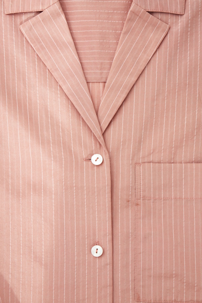 Dámské Košile COS Pruhovaný Silk-Blend Pajama Růžové | YCQN-64978