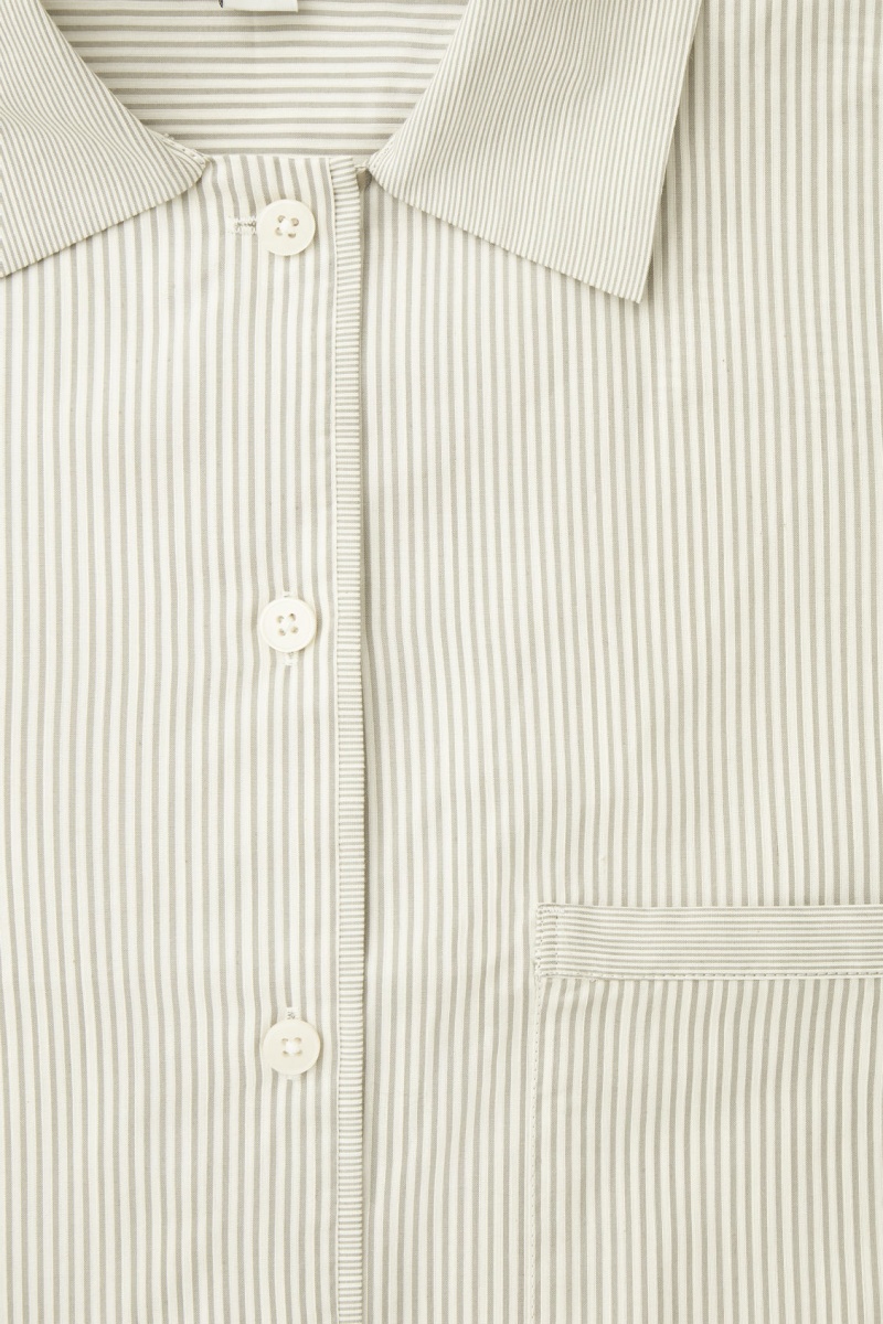 Dámské Košile COS Pruhovaný Silk Pajama Béžový Šedé | WJVQ-23615