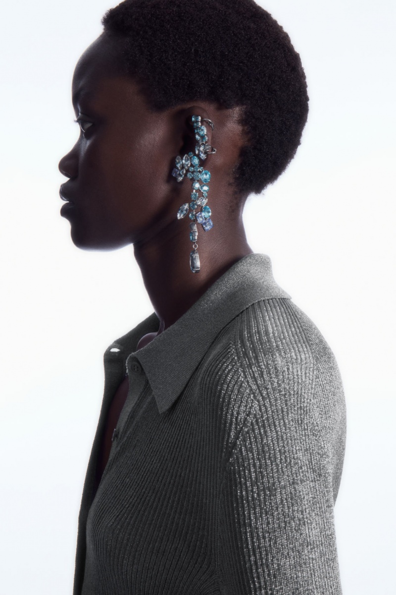 Dámské Košile COS Sparkly Žebrovaný-Knit Tmavě Šedé | YVLH-29014