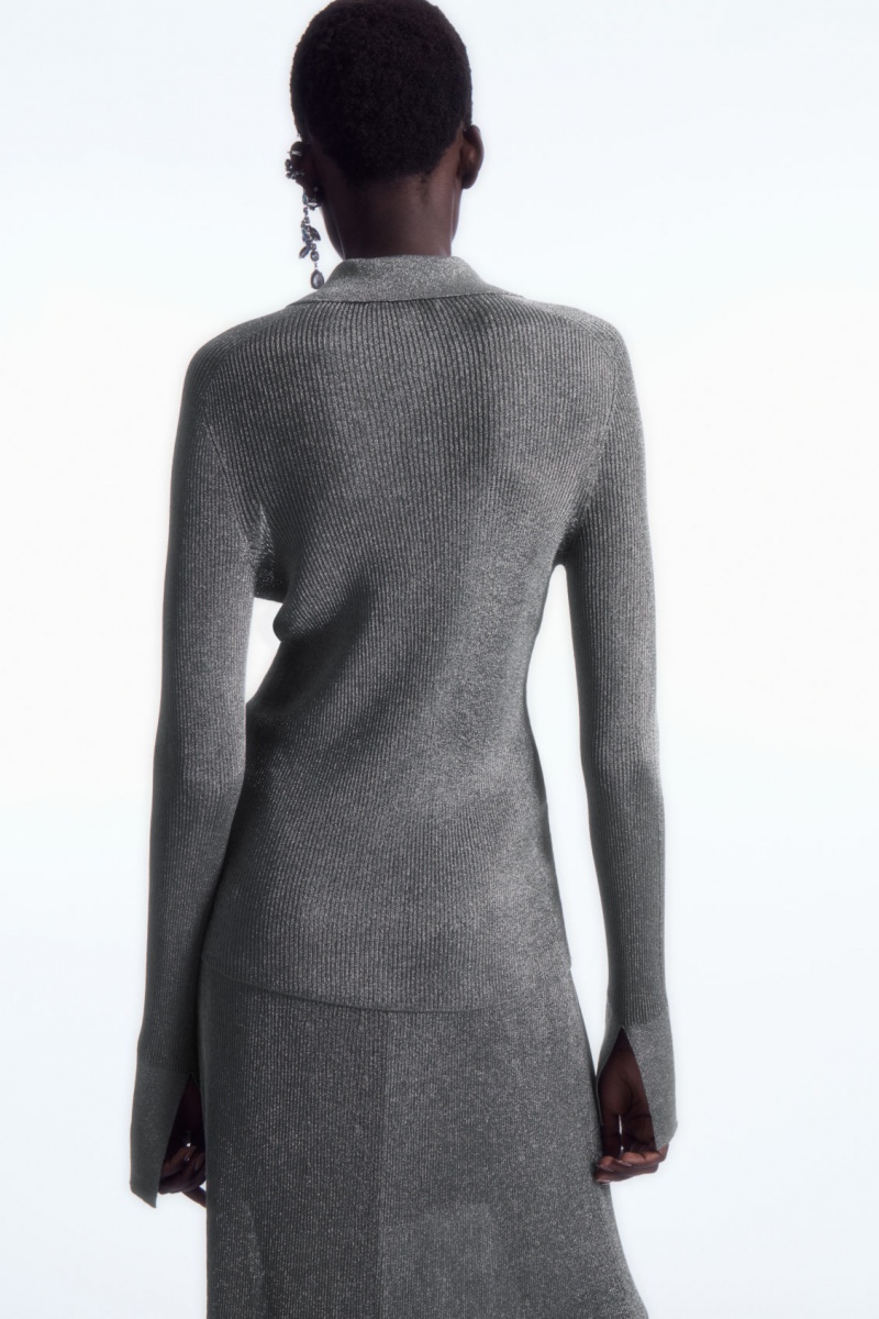 Dámské Košile COS Sparkly Žebrovaný-Knit Tmavě Šedé | YVLH-29014