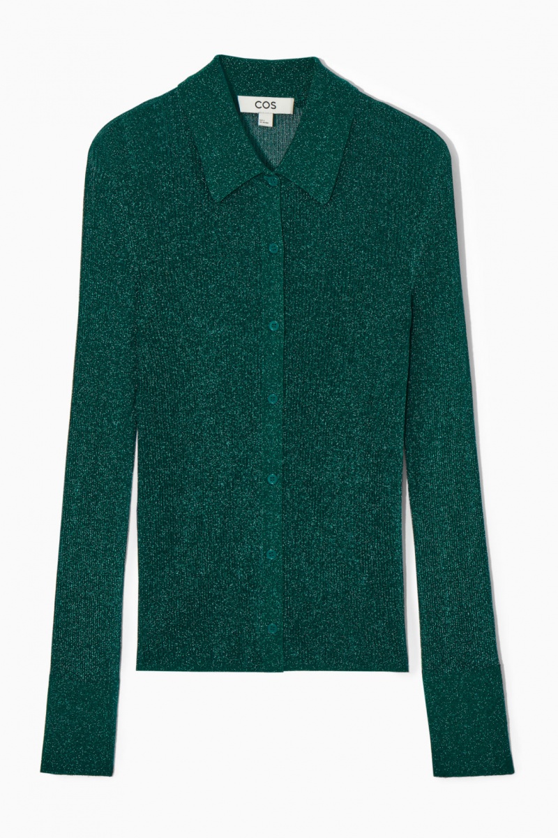 Dámské Košile COS Sparkly Žebrovaný-Knit Tmavě Zelene | PHTO-02678