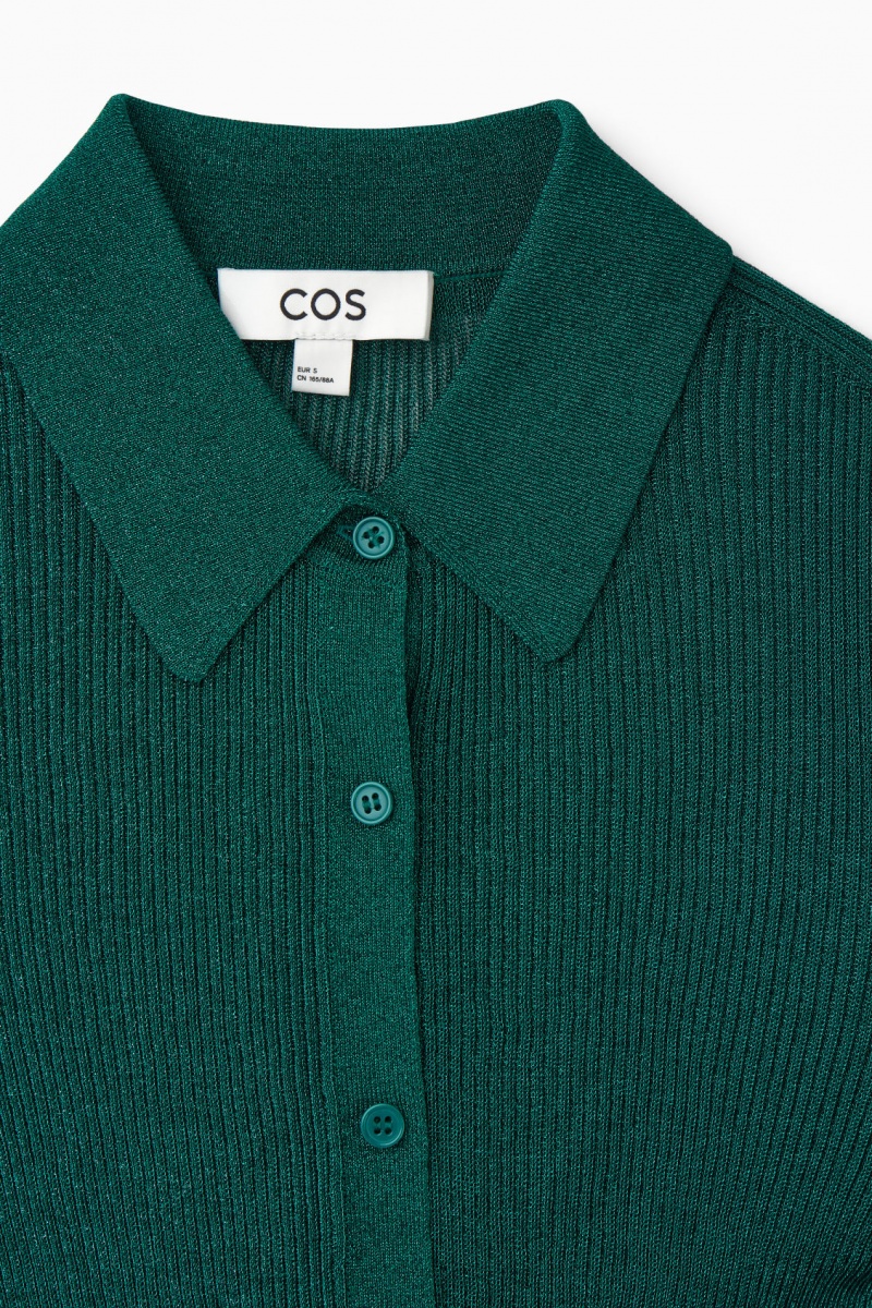 Dámské Košile COS Sparkly Žebrovaný-Knit Tmavě Zelene | PHTO-02678