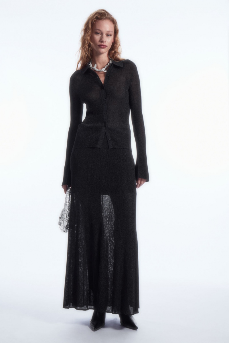 Dámské Košile COS Sparkly Žebrovaný-Knit Černé | WFEG-67248