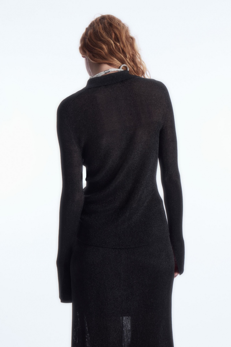Dámské Košile COS Sparkly Žebrovaný-Knit Černé | WFEG-67248