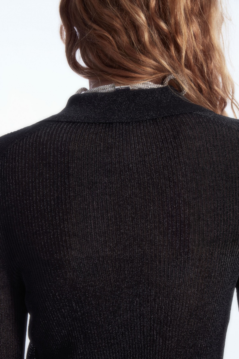 Dámské Košile COS Sparkly Žebrovaný-Knit Černé | WFEG-67248
