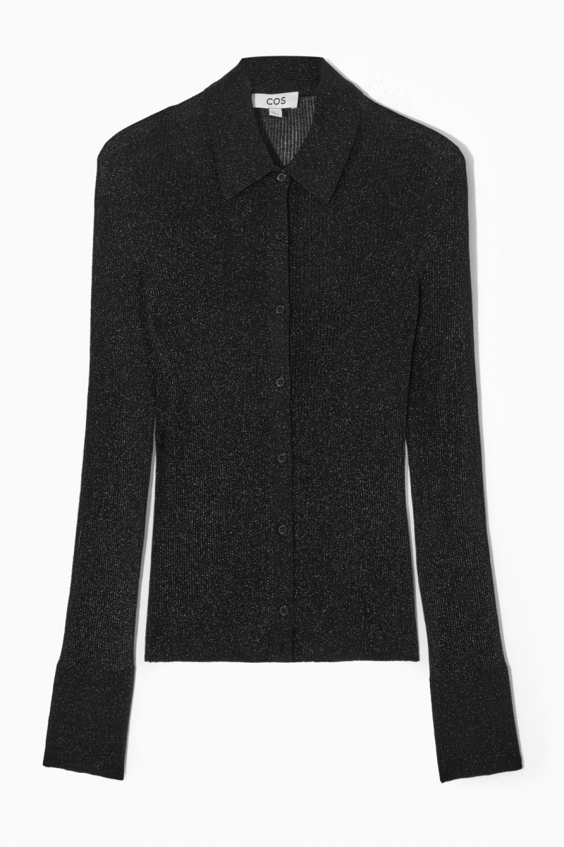 Dámské Košile COS Sparkly Žebrovaný-Knit Černé | WFEG-67248