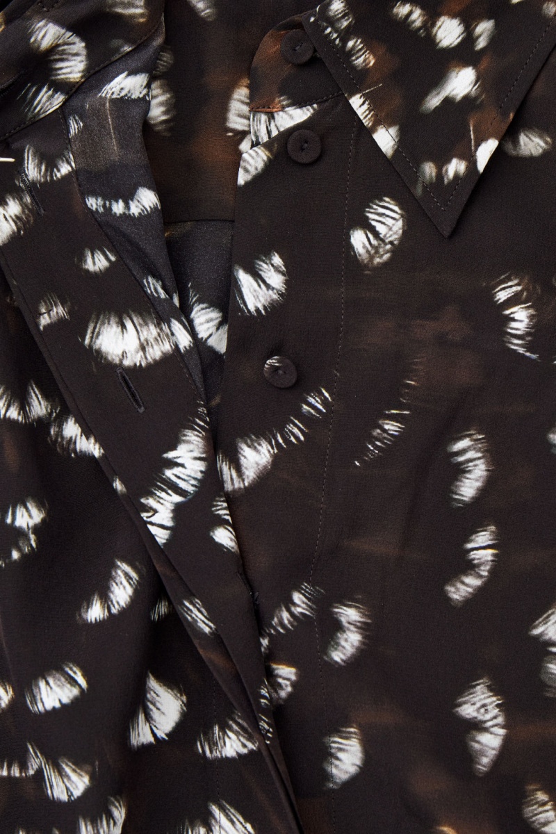 Dámské Košile COS The Feather-Print Silk Černé | LSVZ-05298