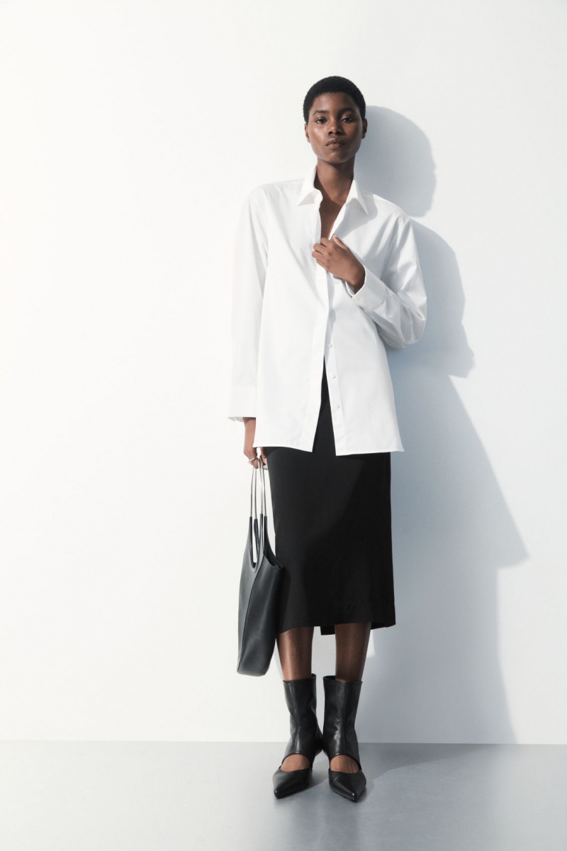 Dámské Košile COS The Oversized Bavlněné-Sateen Bílé | AVZR-02513