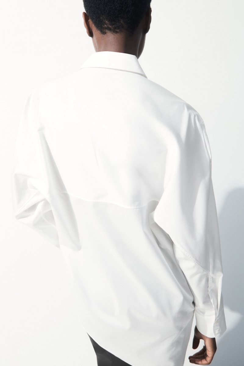 Dámské Košile COS The Oversized Bavlněné-Sateen Bílé | AVZR-02513