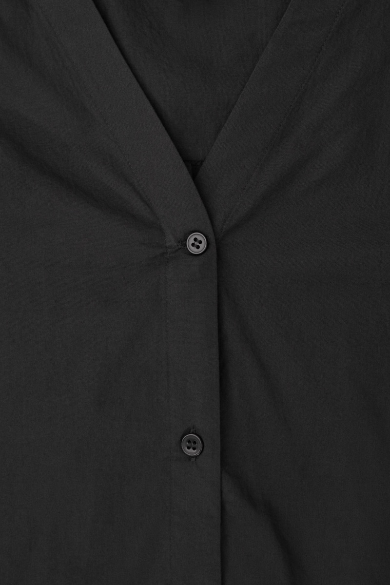 Dámské Košile COS Voluminous V-Neck Poplin Černé | ZMDN-41293