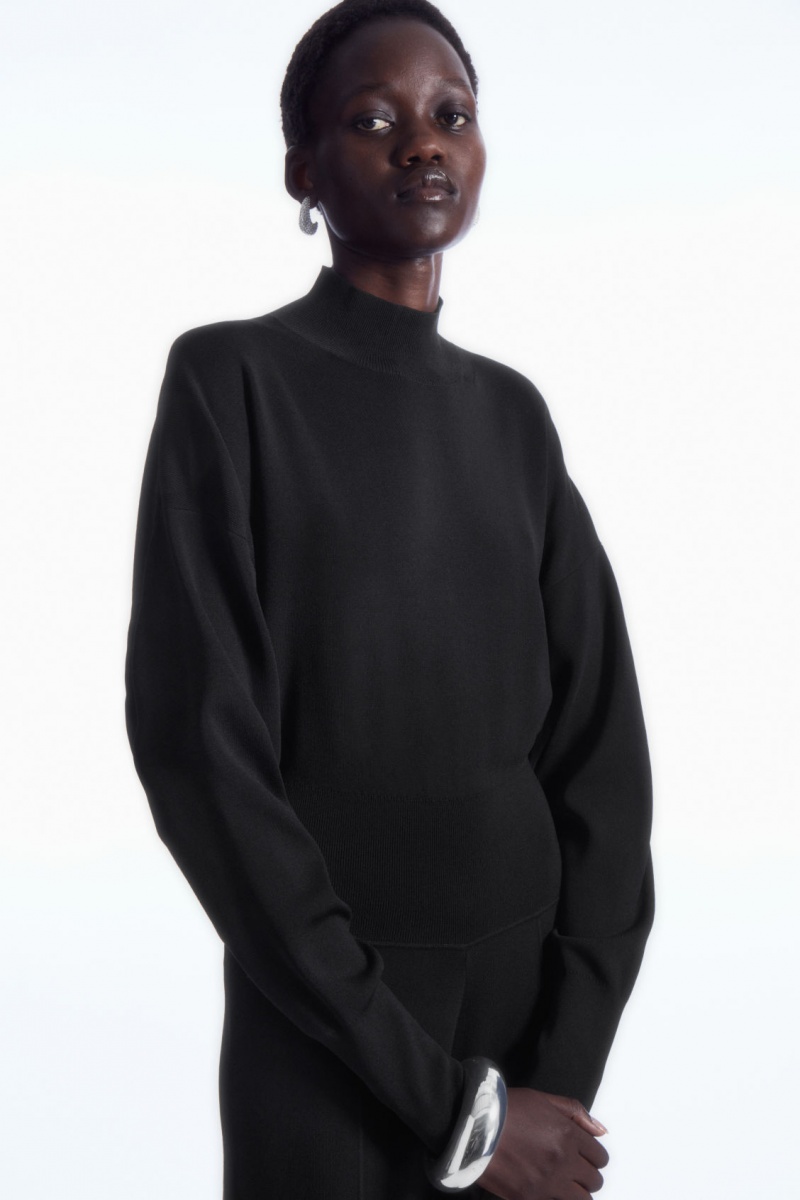 Dámské Kombinéza COS Backless Pletené Turtleneck Černé | KDNC-35984