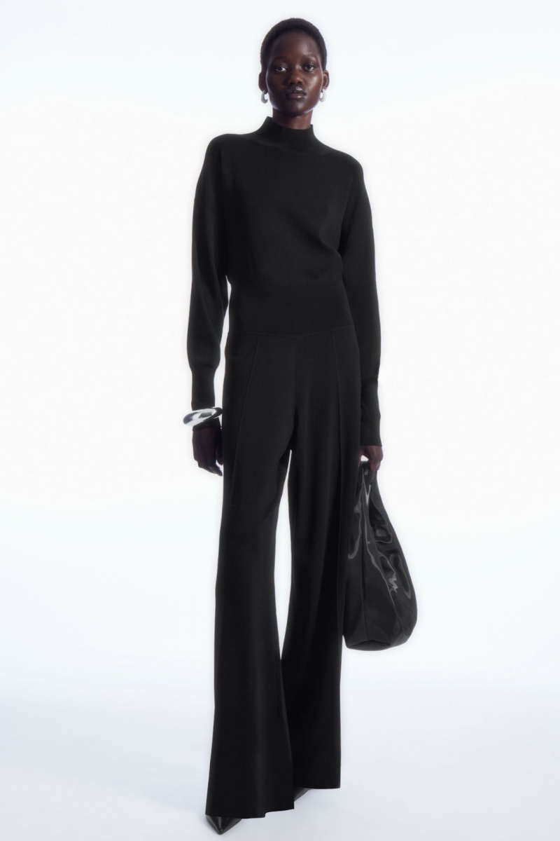 Dámské Kombinéza COS Backless Pletené Turtleneck Černé | KDNC-35984