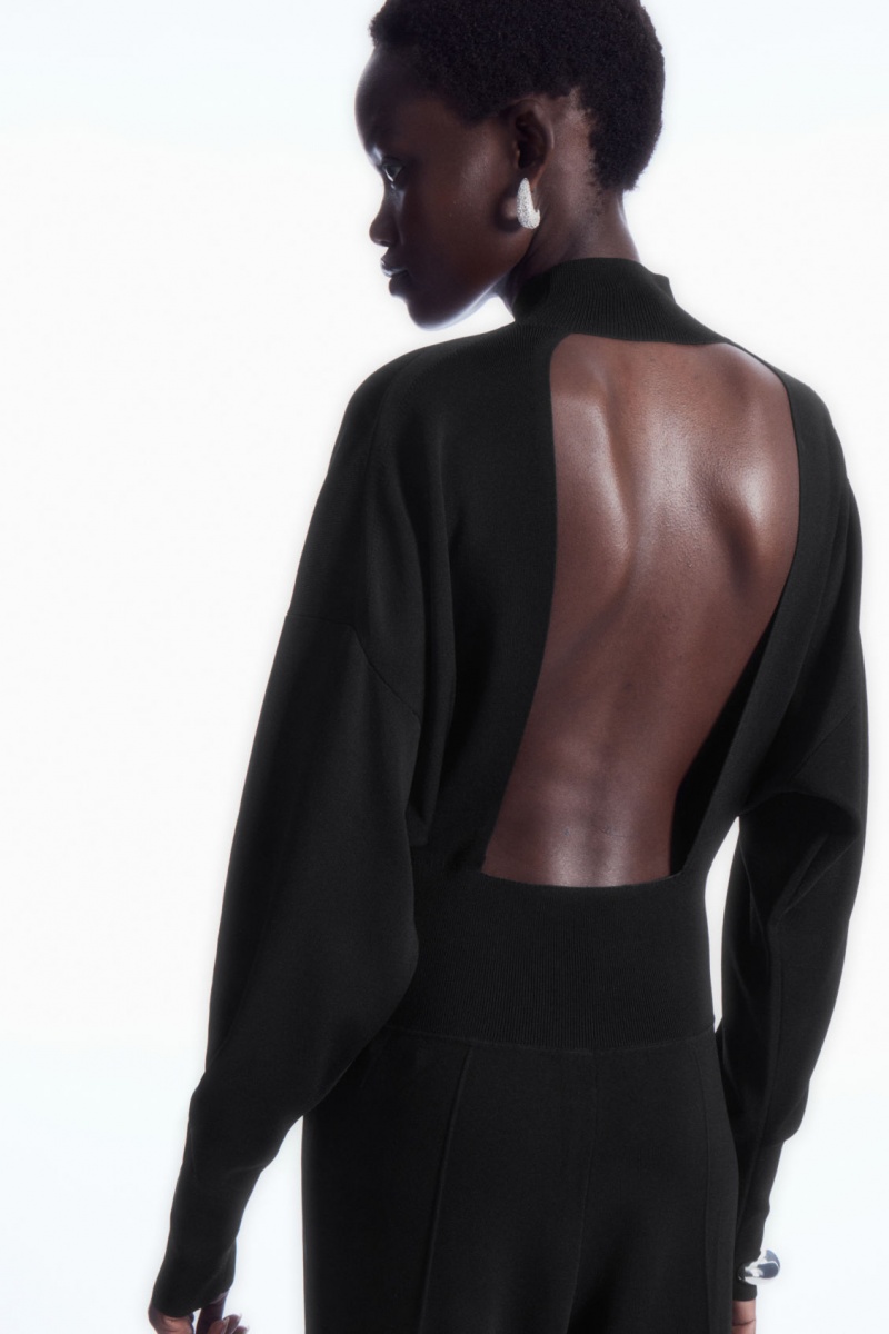 Dámské Kombinéza COS Backless Pletené Turtleneck Černé | KDNC-35984