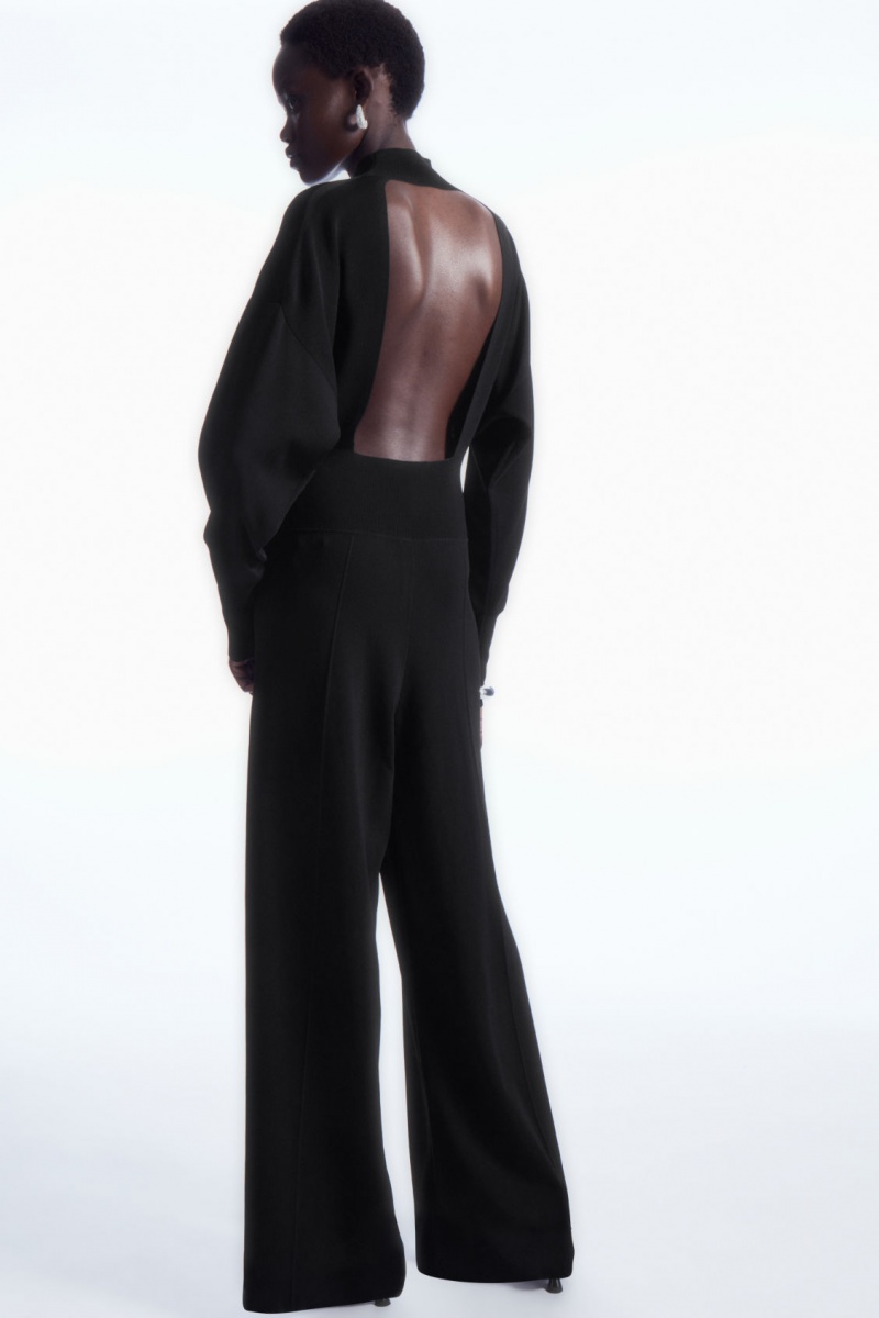 Dámské Kombinéza COS Backless Pletené Turtleneck Černé | KDNC-35984