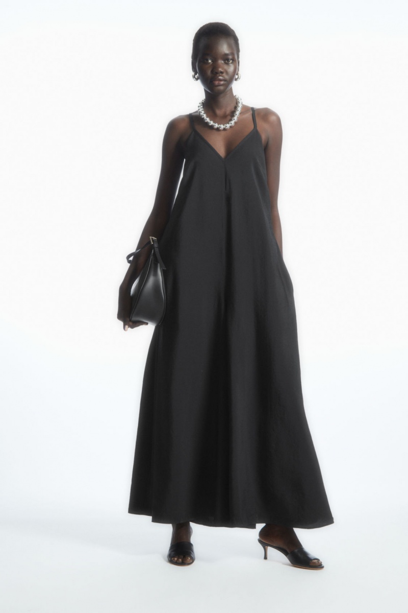 Dámské Kombinéza COS V-Neck Široké-Leg Černé | GETS-05483