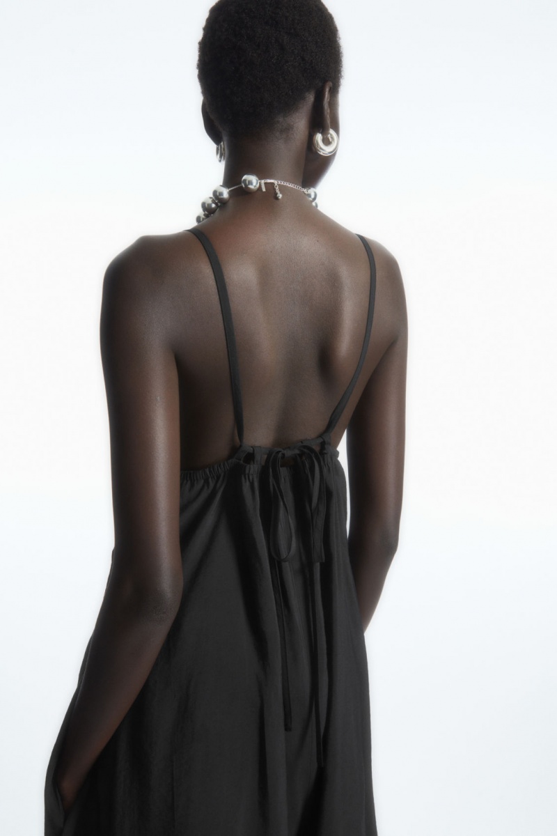 Dámské Kombinéza COS V-Neck Široké-Leg Černé | GETS-05483