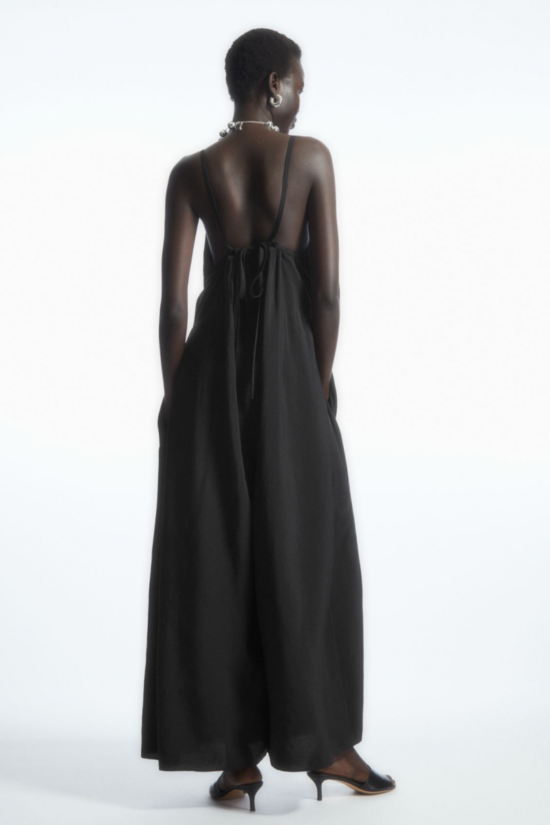 Dámské Kombinéza COS V-Neck Široké-Leg Černé | GETS-05483