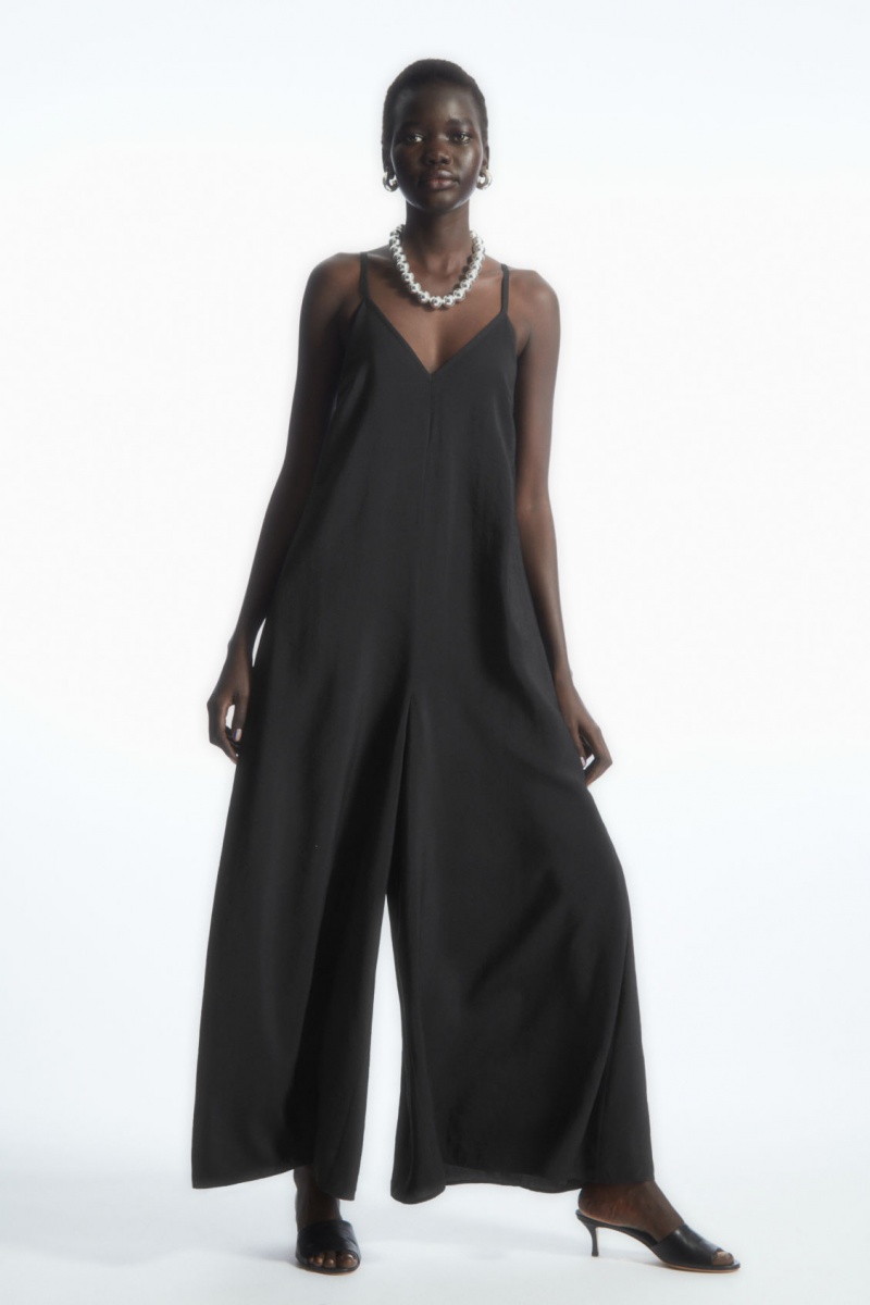 Dámské Kombinéza COS V-Neck Široké-Leg Černé | GETS-05483