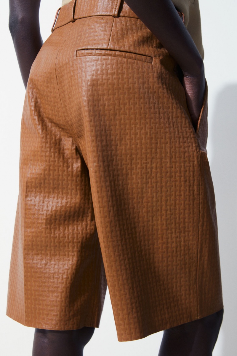 Dámské Kraťasy COS The Embossed-Læder Bermuda Hnědé | JUVO-12780