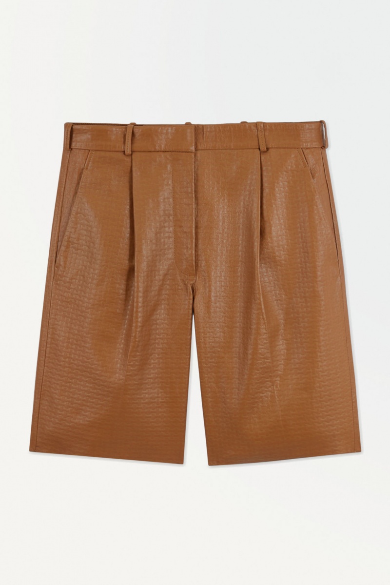 Dámské Kraťasy COS The Embossed-Læder Bermuda Hnědé | JUVO-12780